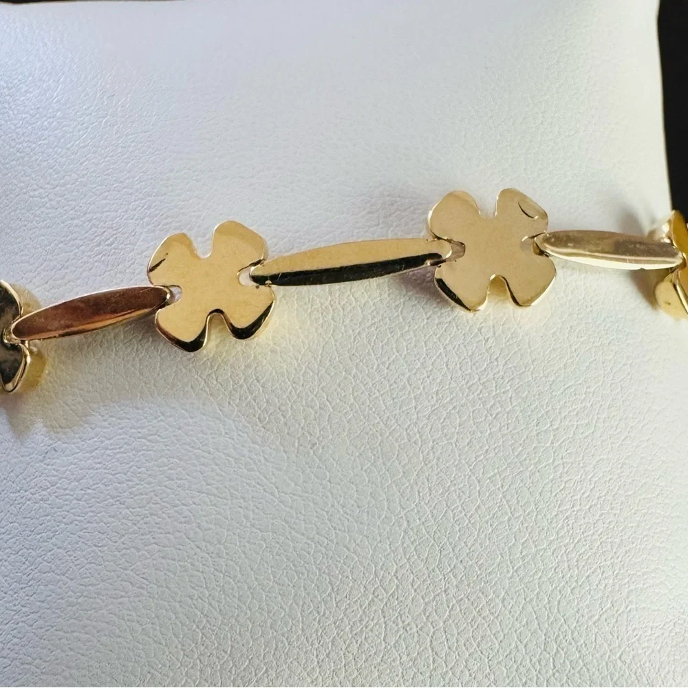14K Yellow Gold Flower Bracelet Italy